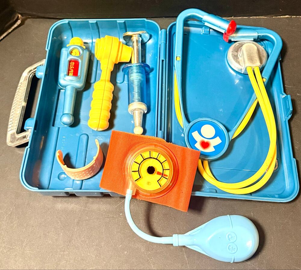 blue Fisher-Price Medical Kit toy case from the late 1990s dr kit